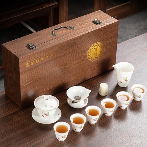 羊脂玉手绘茶具套装家用茶杯陶瓷茶壶办公室中式轻奢用品德化